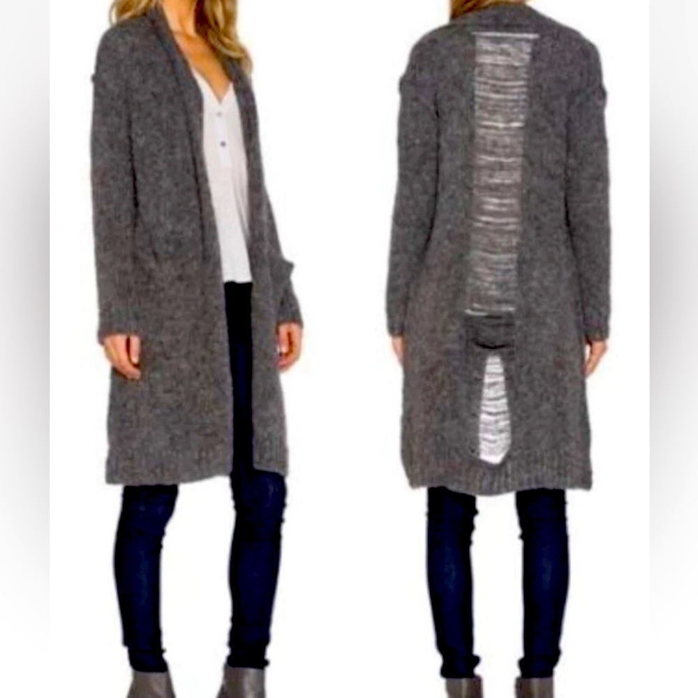 Current/Elliott Charcoal Open-Front Cardigan